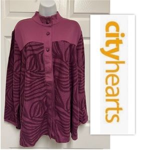City Hearts Plum Printed Plus Size Shirt